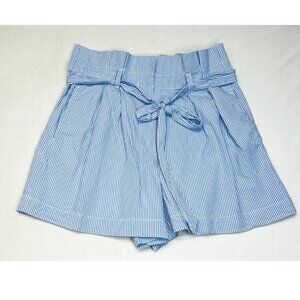 J. Crew Paper Bag Waist Tie Women's Size 6 Blue Striped‎ Cotton Shorts Casual